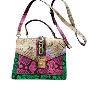 Aldo Bisegna Faux Snakeskin Rainbow Colored Crossbody/Shoulder Bag Purse